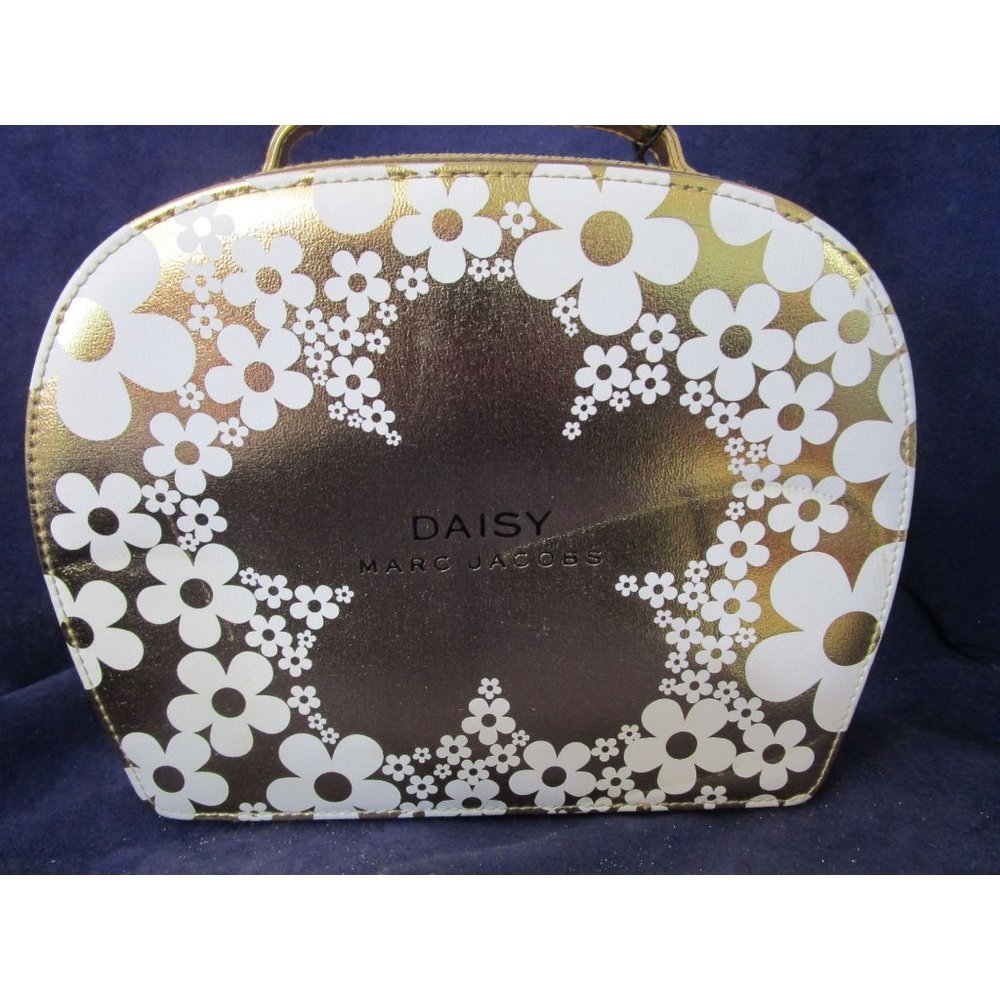 Marc Jacobs Daisy Gold  Floral Zippered Cosmetic Bag GUC No Perfume Included
